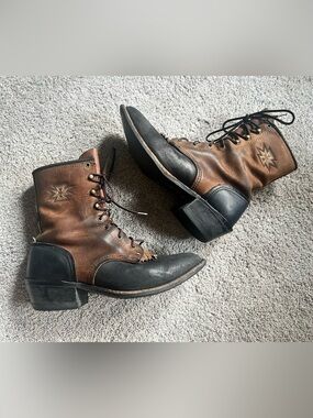 Vintage Abilene Women’s 6.5 Western Packer Lace Up Kiltie Brown Boots Leather